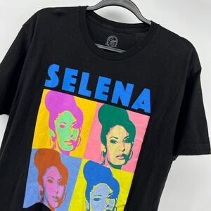 Selena Graphic‎ T-Shirt Pop Art Style Black Tee L